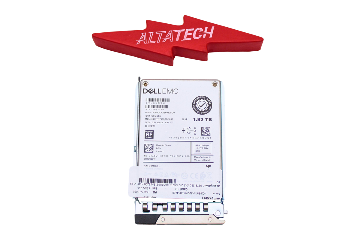 Dell J68N1 1.92TB SSD SAS 2.5 12G RI HUSTR7619ASS200 / 0B35179, Used