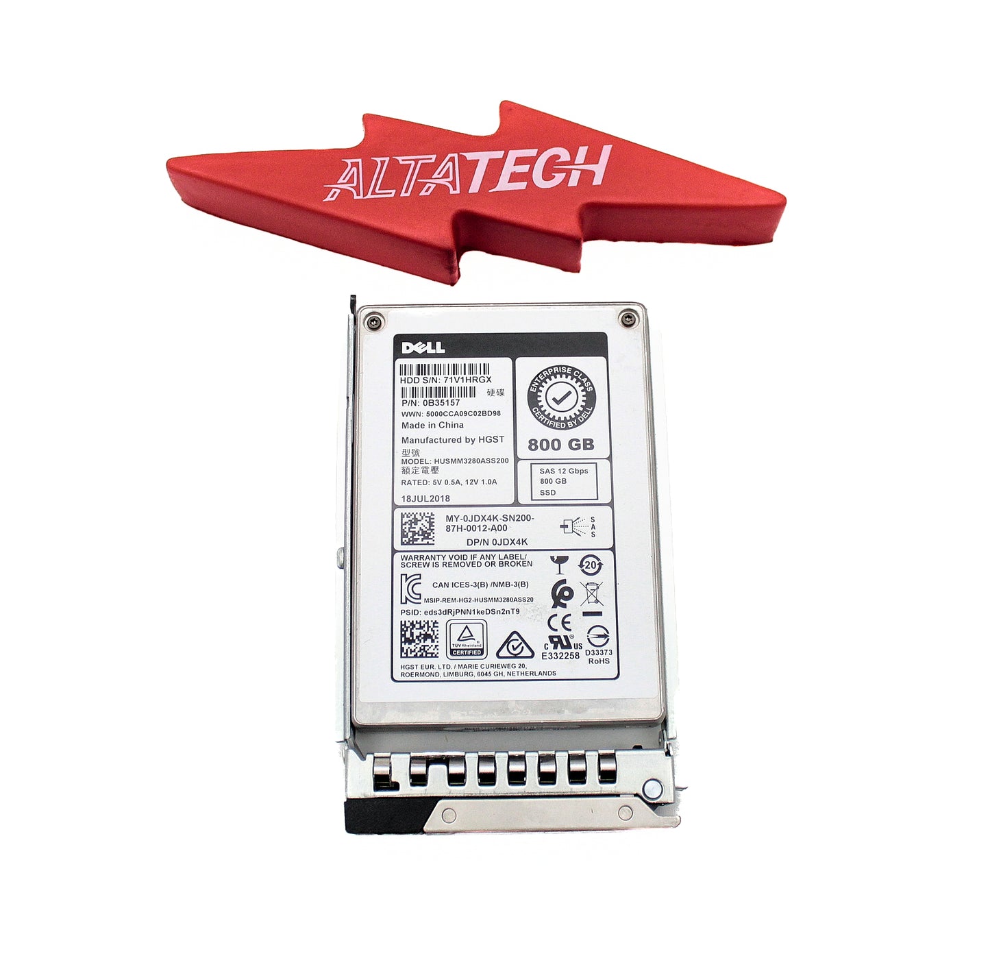 Dell JDX4K 800GB SSD SAS 2.5 12G WI HUSMM3280ASS200 / 0B35157 EP, Used