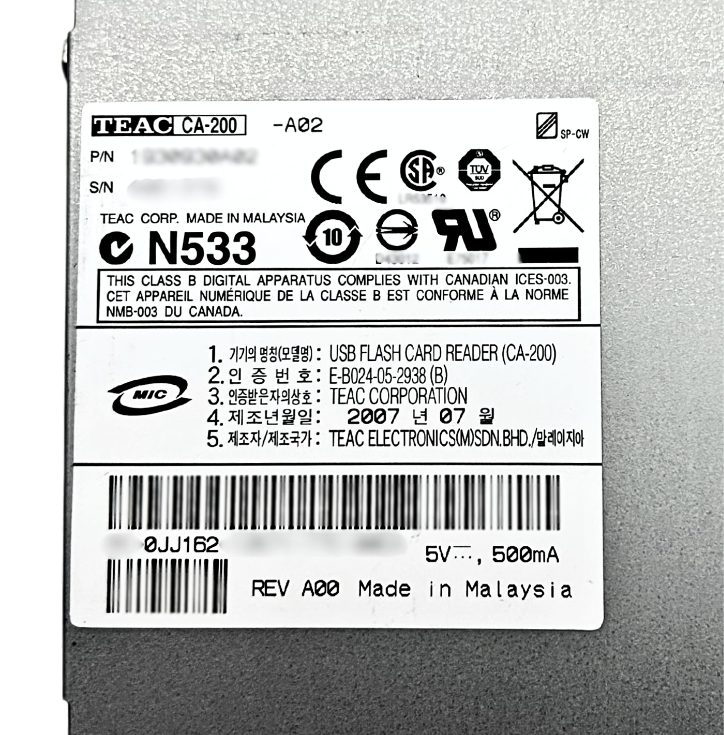 Dell JJ162 Memory Card Reader, Used