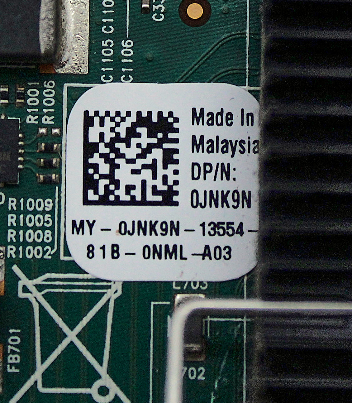 Dell 0JNK9N BROADCOM 57840S QC 10G RDNC M620, Used