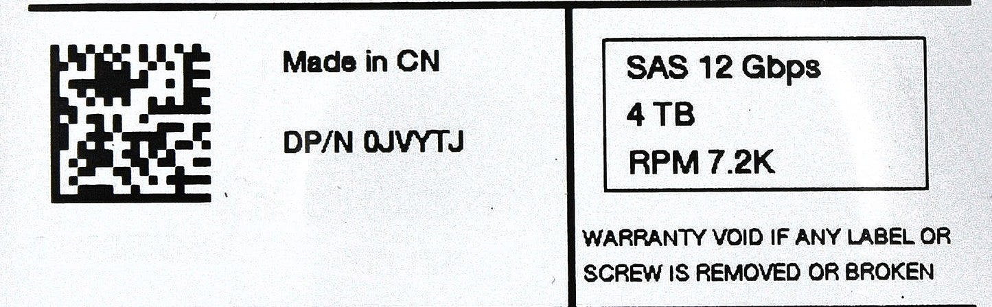 Dell JVYTJ-CML 4TB 7.2K 12G 3.5INCH SAS HDD, Used