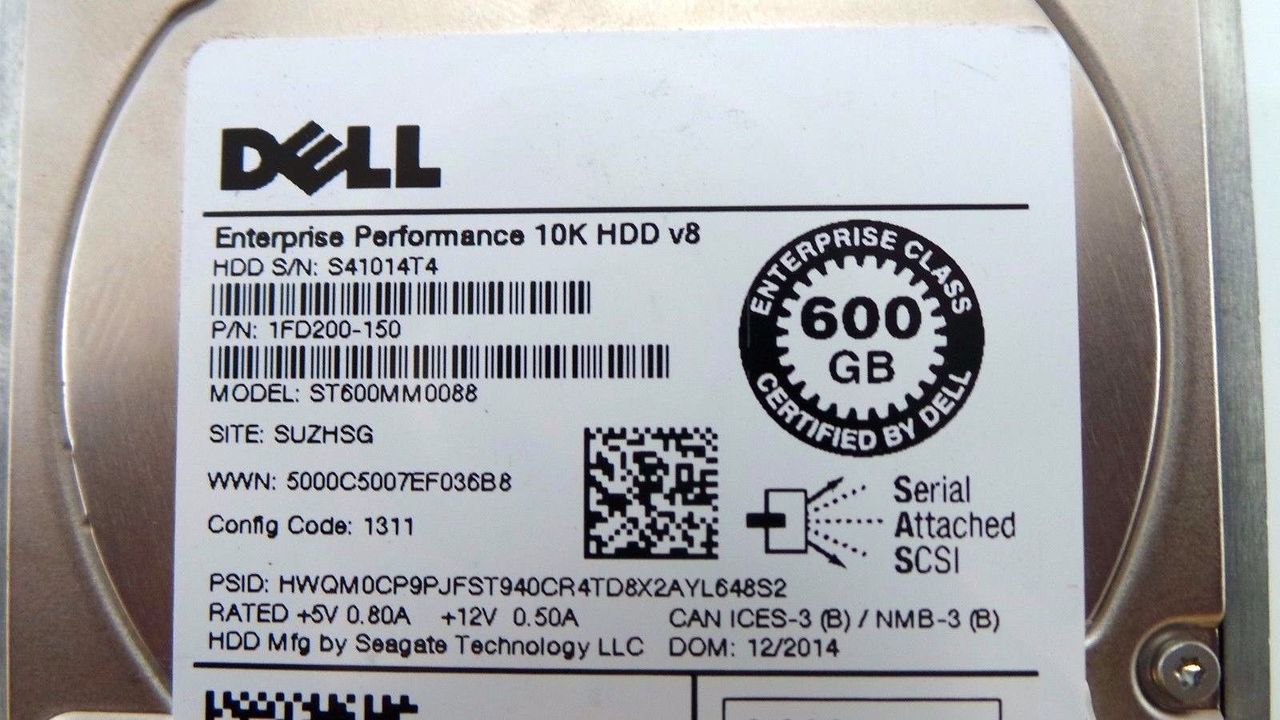 Dell K1JY9 600GB 10K SAS 2.5" 6G, Used