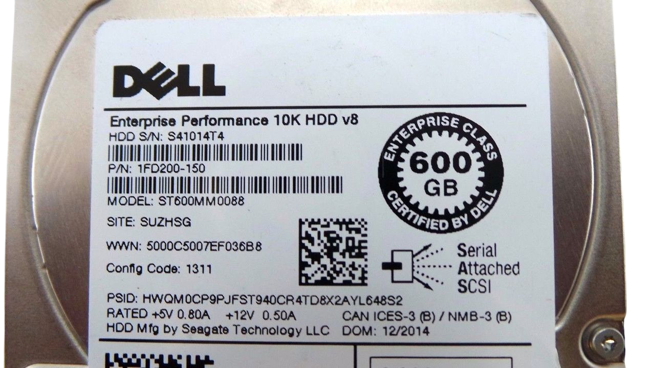 Dell K1JY9 600GB 10K SAS 2.5" 6G, Used