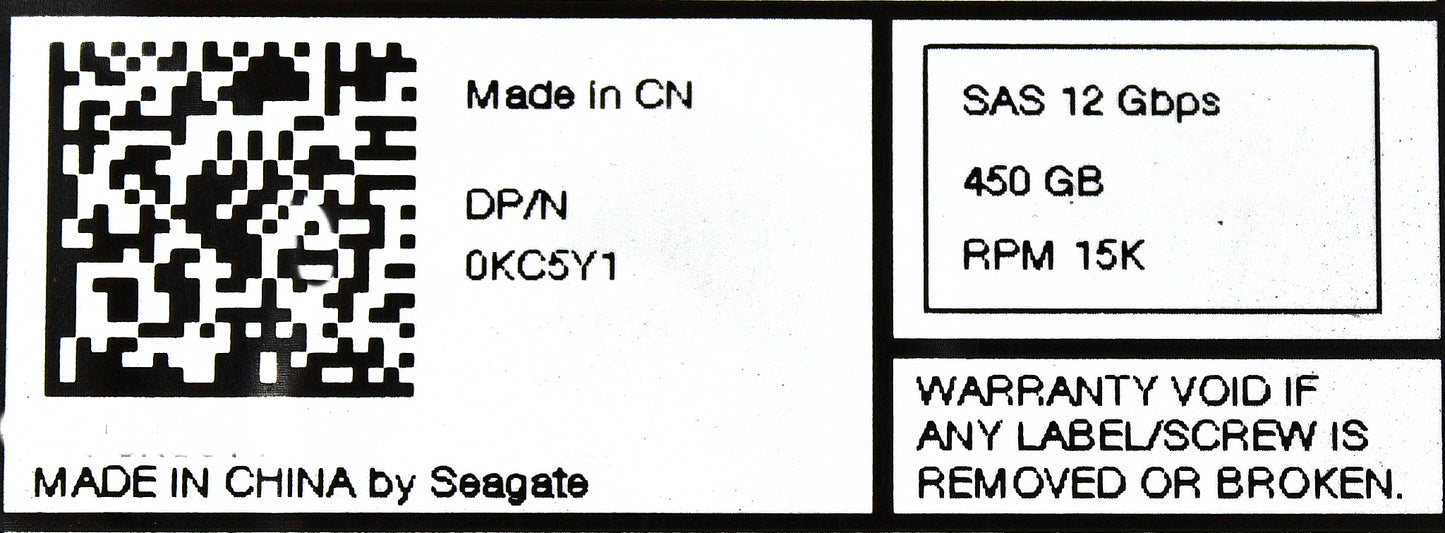 Dell KC5Y1-CML 450GB 15K SAS 2.5 12G ST450MP0005 / 1MH200-157 EP+, Used