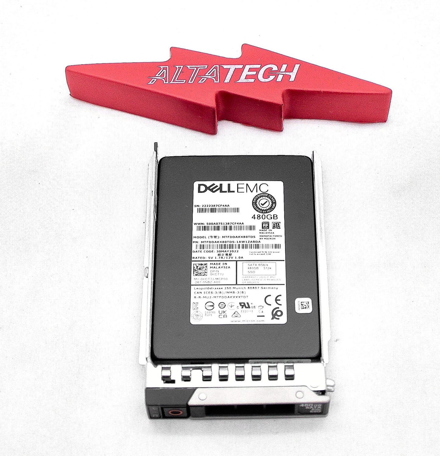 Dell KCT7J 480GB SSD SATA 2.5 6G RI MTFDDAK480TDS-1AW1ZABDA, Used