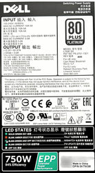 Dell KTW3M 750W Power Supply PowerEdge R730, Used