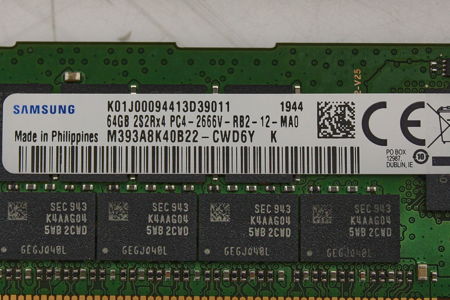 Dell M393A8K40B22-CWD 64GB PC4-21300VR DDR4-2666 2S2RX4 ECC, Used