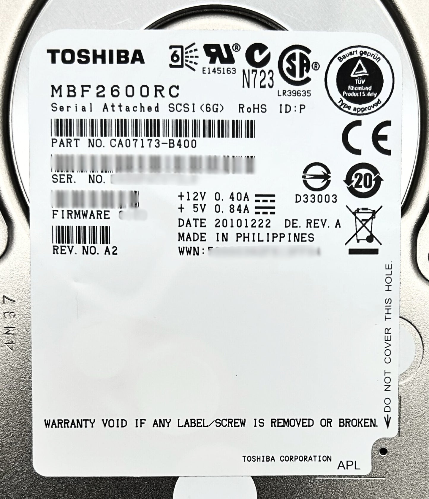 Dell MBF2600RC 600GB 10K SAS 2.5'' 6G, Used