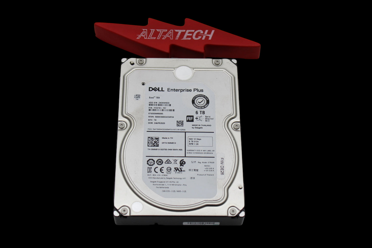 Dell MM81X-CML 6TB 7.2K SAS 3.5 12G HDD EP+, Used