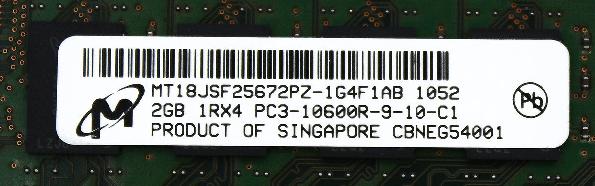 Dell MT18JSF25672PZ-1G4F 2GB PC3-10600R DDR3-1333 1RX4 ECC, Used