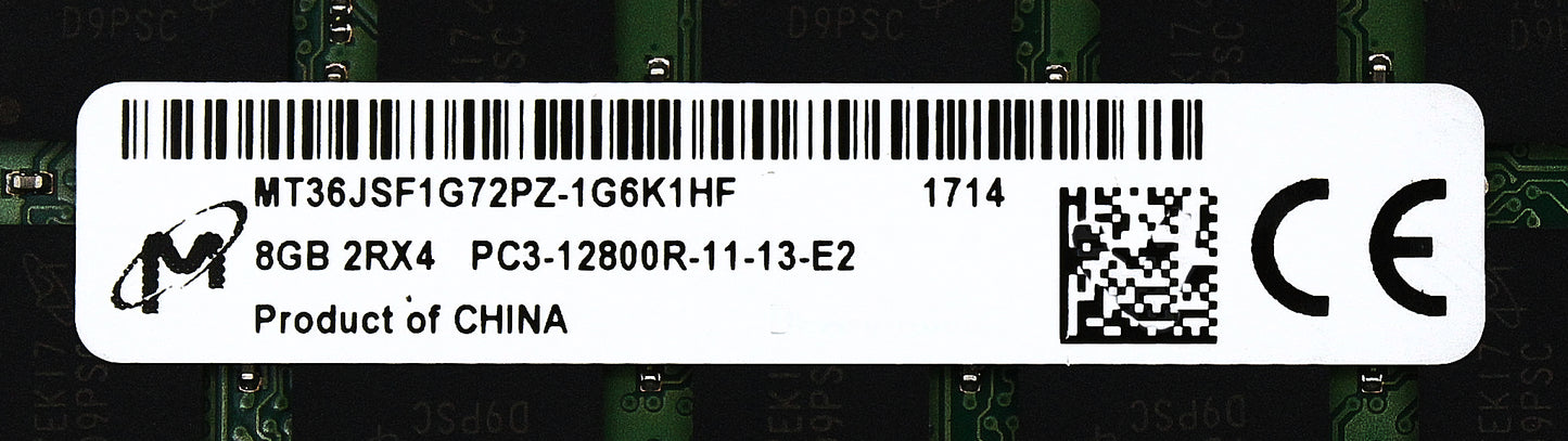 Dell MT36KSF1G72PZ-1G6K 8GB PC3L-12800R DDR3-1600 2RX4 ECC, Used