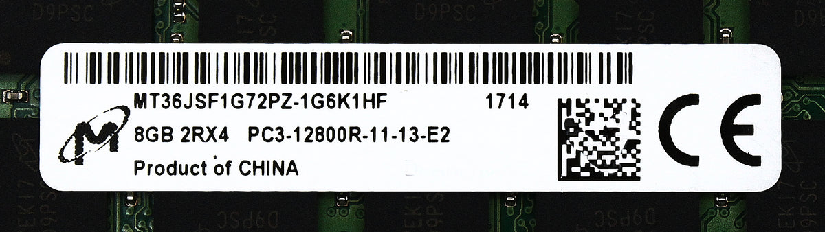 Dell MT36KSF1G72PZ-1G6K 8GB PC3L-12800R DDR3-1600 2RX4 ECC, Used