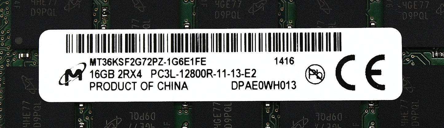 Dell MT36KSF2G72PZ-1G6E1 16GB PC3L-12800R DDR3-1600 2RX4 ECC, Used