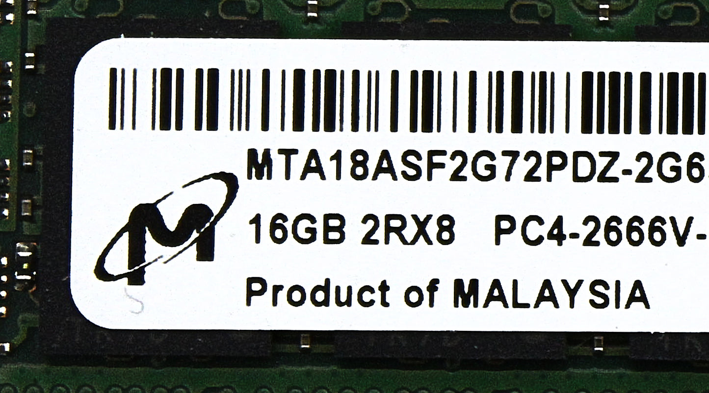 Dell MTA18ASF2G72PDZ-2G61 16GB PC4-21300V DDR4-2666 2RX8 ECC, Used
