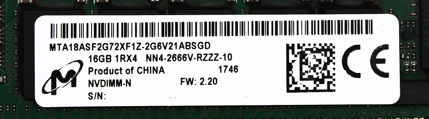 Dell MTA18ASF2G72XF1Z-2G6V2 16GB PC4-21300VR DDR4-2666 1RX4 ECC, Used