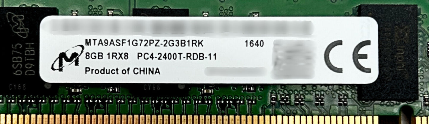 Dell MTA9ASF1G72PZ-2G3B1 8GB PC4-19200T DDR4-2400 1RX8 ECC, Used