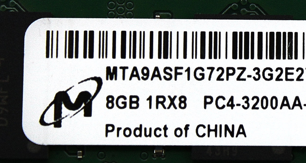 Dell MTA9ASF1G72PZ-3G2E2 8GB PC4-25600AA DDR4-3200 1RX8 ECC, Used