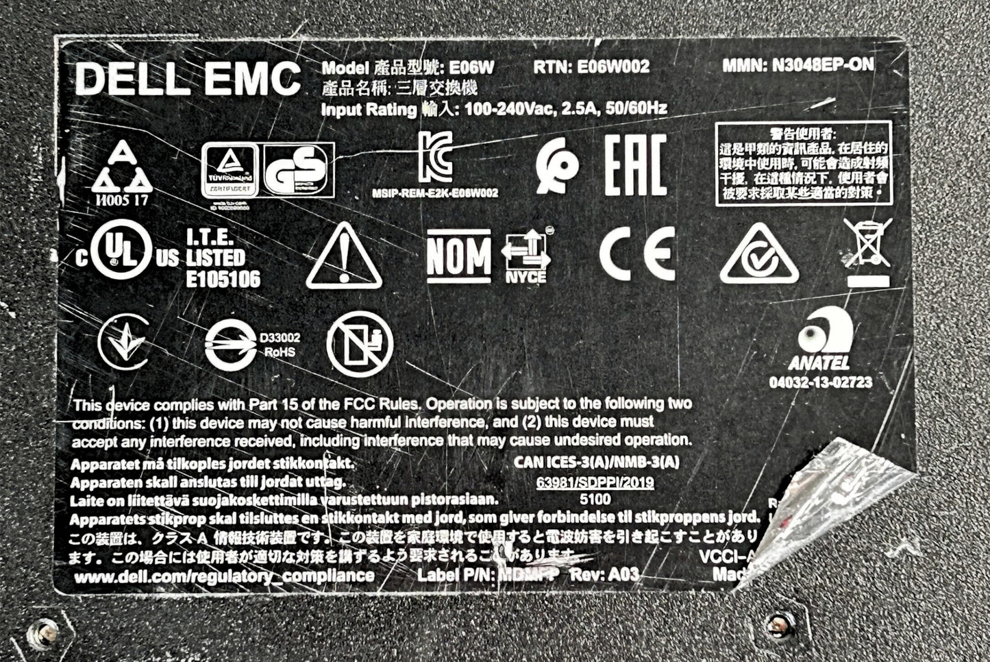 Dell N3048EP-ON 48X1G Base-T 2X10G SFP+ Switch, Used