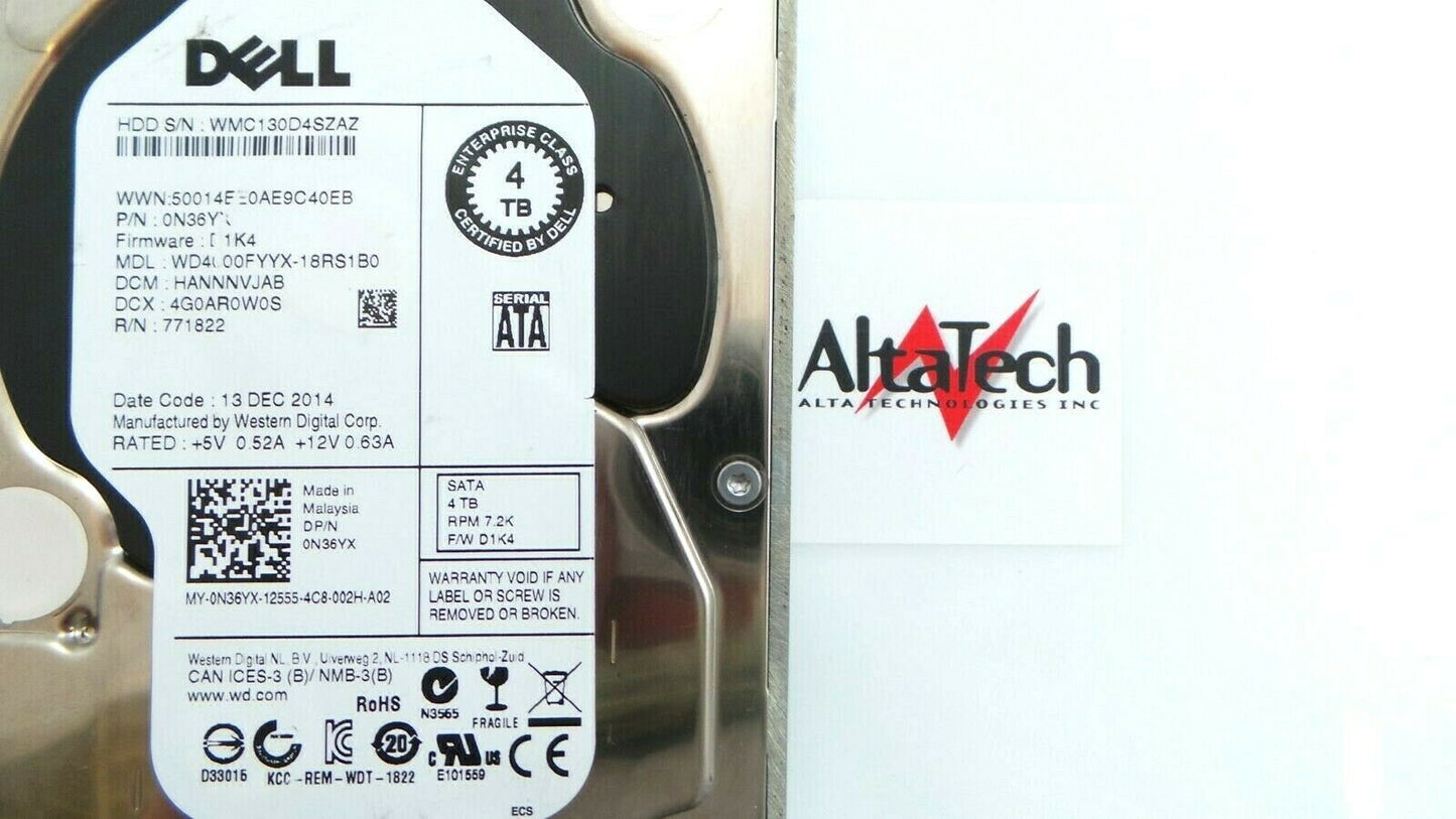 Dell 0N36YX 4TB 7.2K SATA 3.5" 6G EP, Used