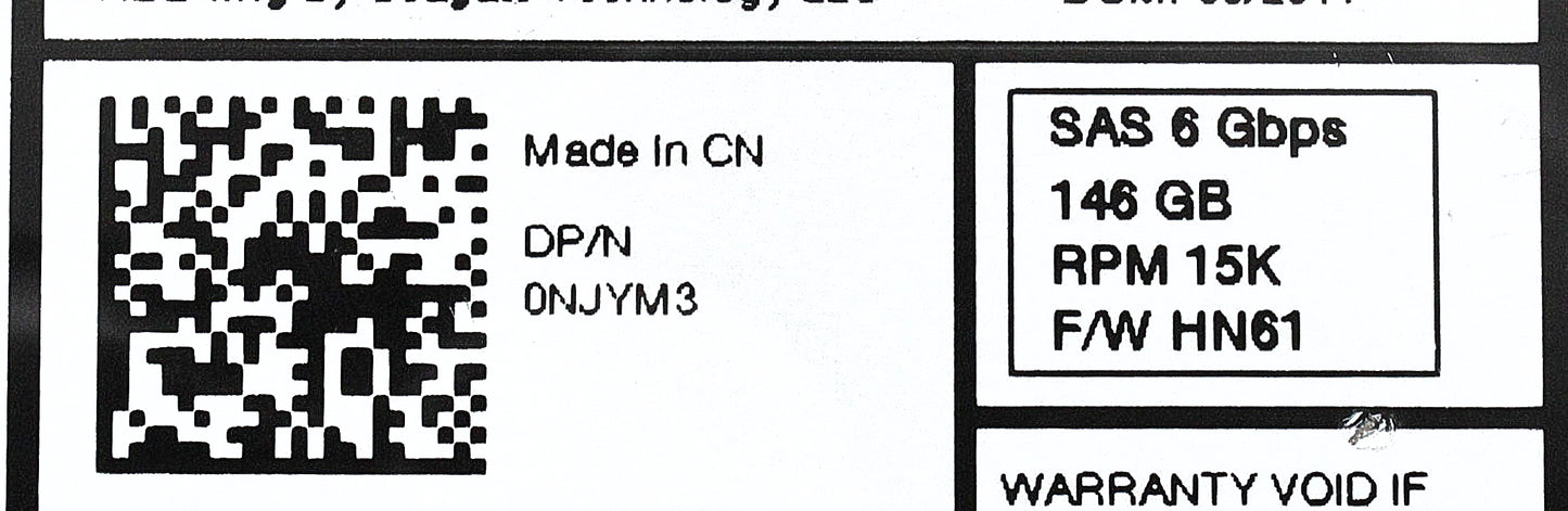 Dell NJYM3-EQL 146GB 15K SAS 2.5 6G HDD EQL, Used