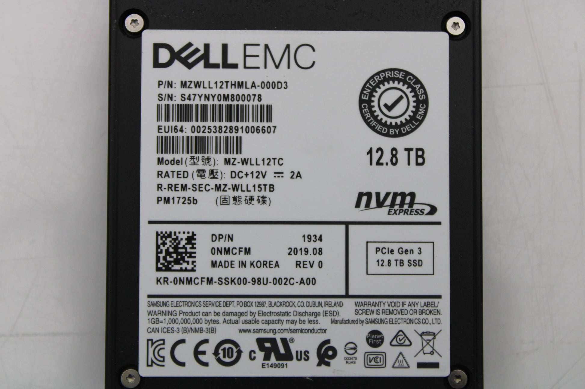 Dell NMCFM 12.8TB SSD 2.5 12G NVME MU, Used
