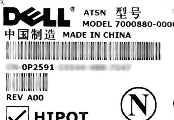 Dell 0P2591 PowerEdge 1800 675W Redundant Power Supply, Used