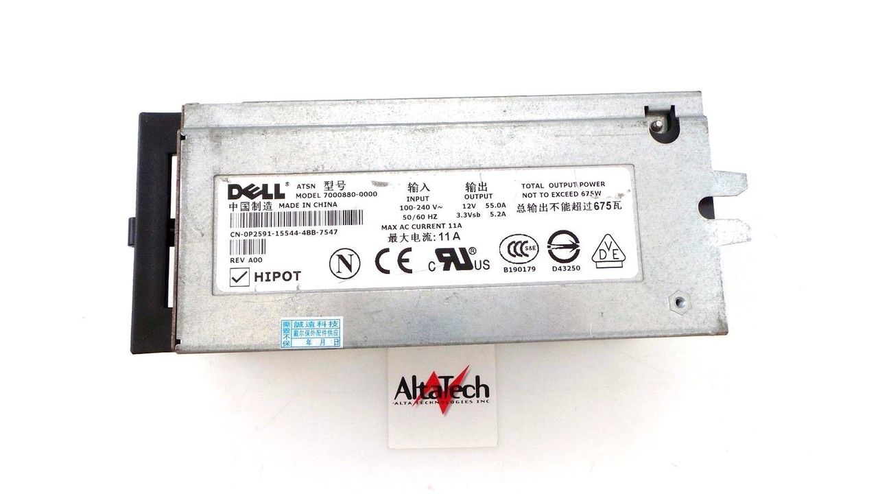 Dell P2591 PowerEdge 1800 675W Redundant Power Supply, Used