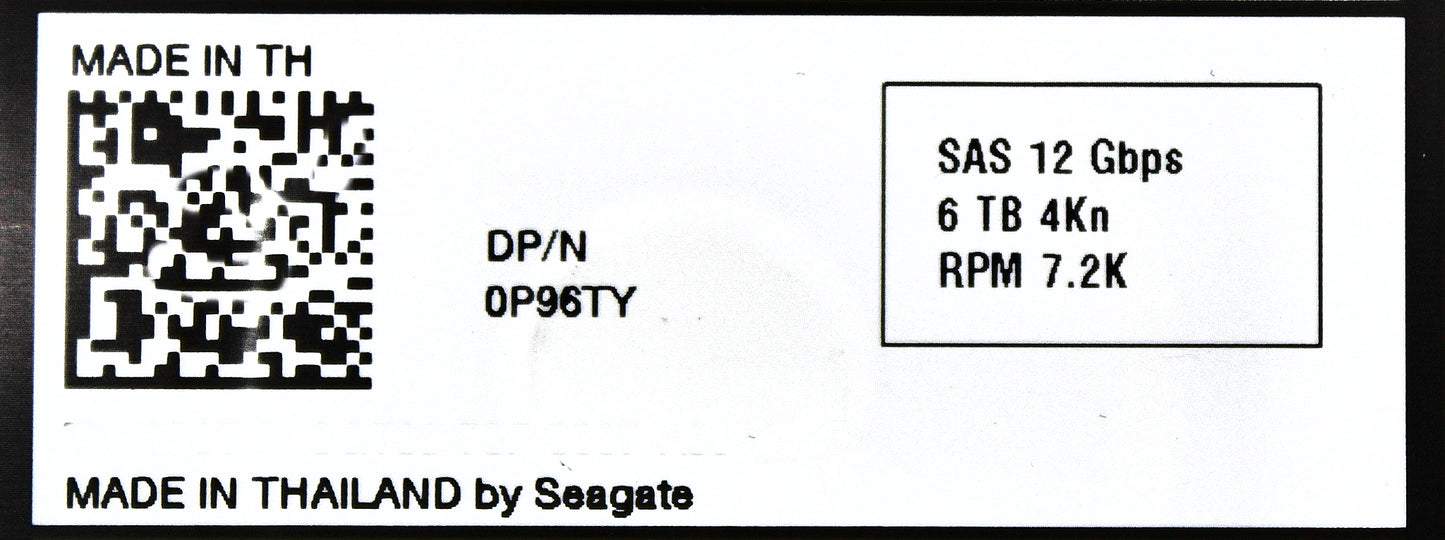 Dell P96TY-EQL 6TB 7.2K SAS 3.5 12G 4K ST6000NM0105 / 1YY210-157 EP+, Used