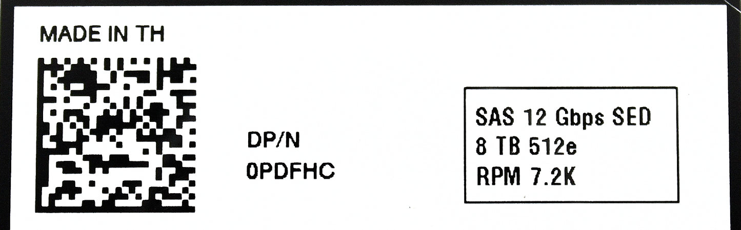 Dell PDFHC 8TB 7.2K SAS 3.5 12G SED, Used