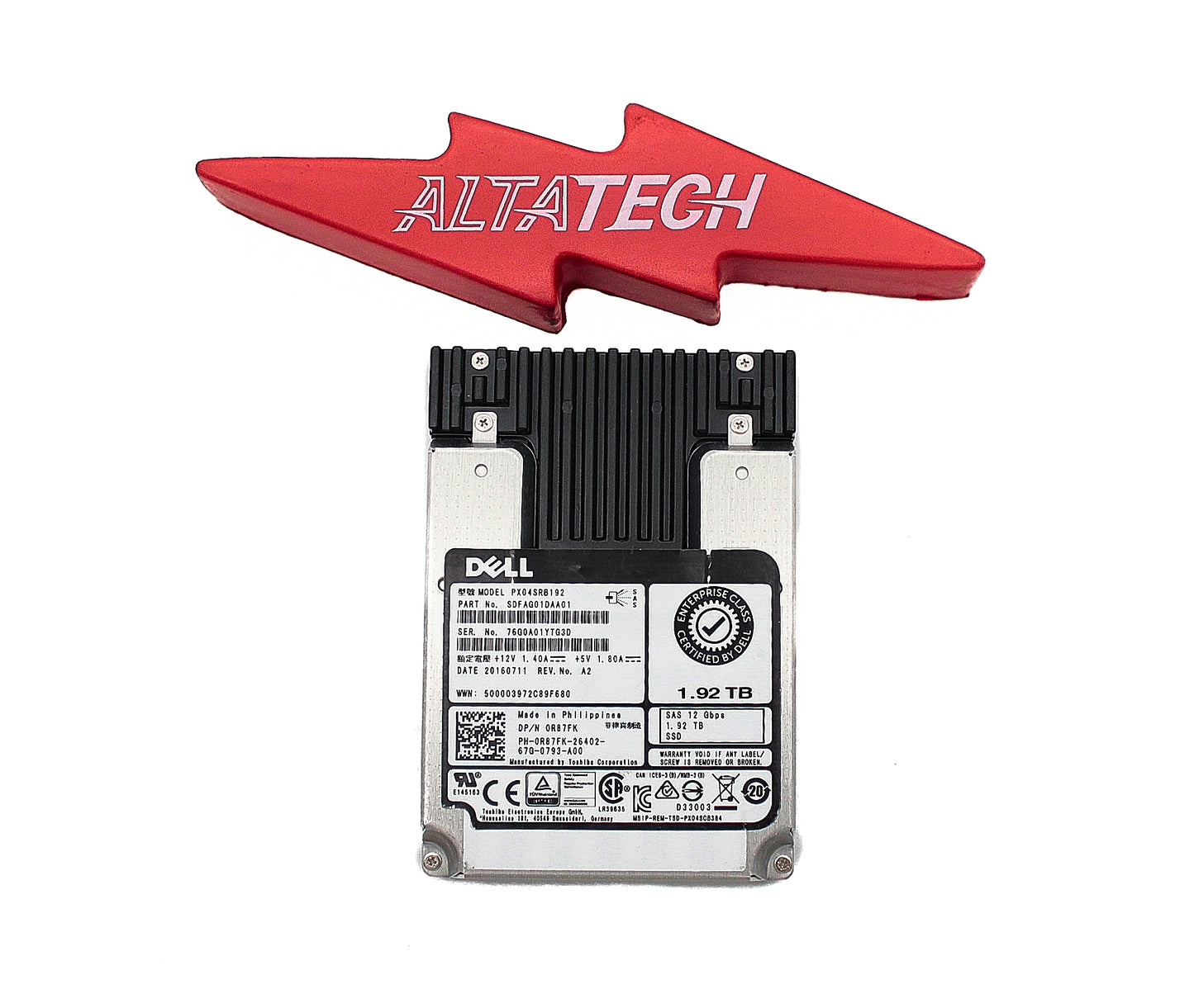 Dell R87FK 1.92TB SSD SAS 2.5 12G RI PX04SRB192 / SDFAG01DAA01, Used