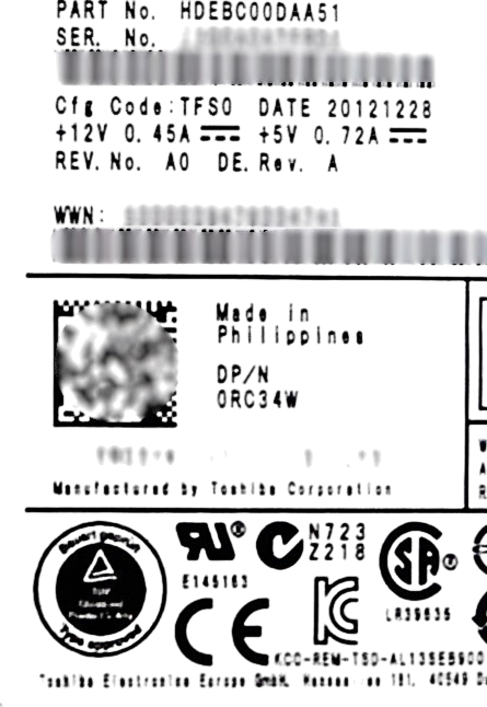 Dell 0RC34W 900GB 10K SAS 2.5" 6G, Used