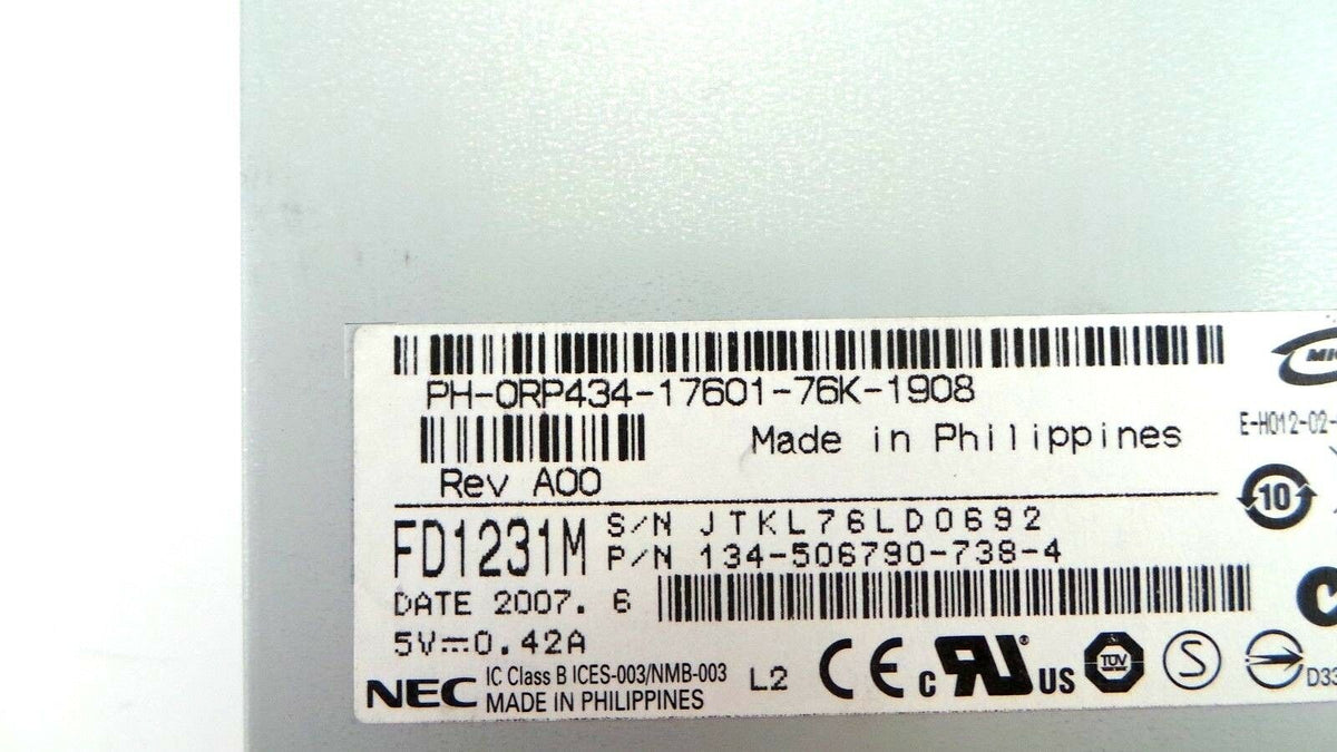 Dell 0RP434 1.44MB 3.5" Floppy Disk Drive, Used