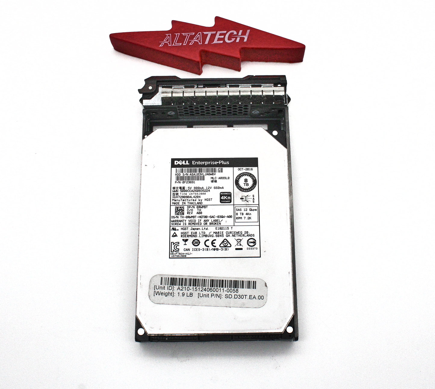 Dell RWM9T-CML Dell Compellent RWM9T 8TB 7.2K SAS 3.5 12G 4K 0F23691 ** ENT+ LVL / EFW - GF37, Used