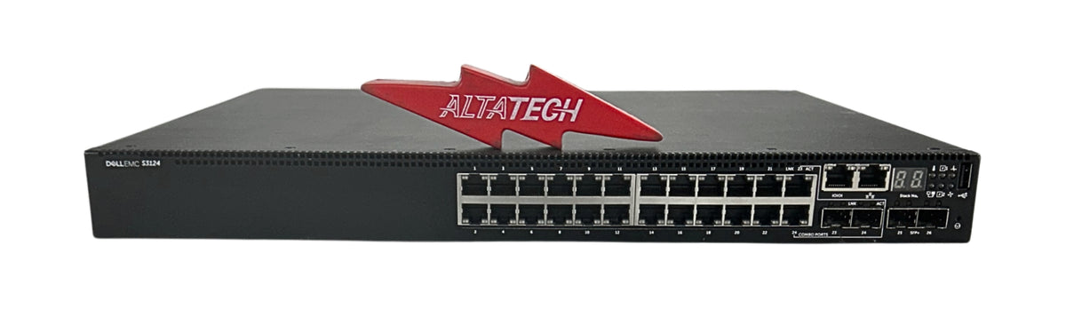 Dell S3124 24x1Gb RJ45 Ports 2xSFP+ Uplink 1xPSU Normal Airflow *OS9 Installed* Managed Switch, Used
