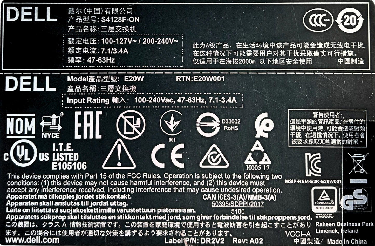 Dell S4128F-ON S4128F-ON 28P SFP+ 2P QSFP28 OS10 Perpetual, Used