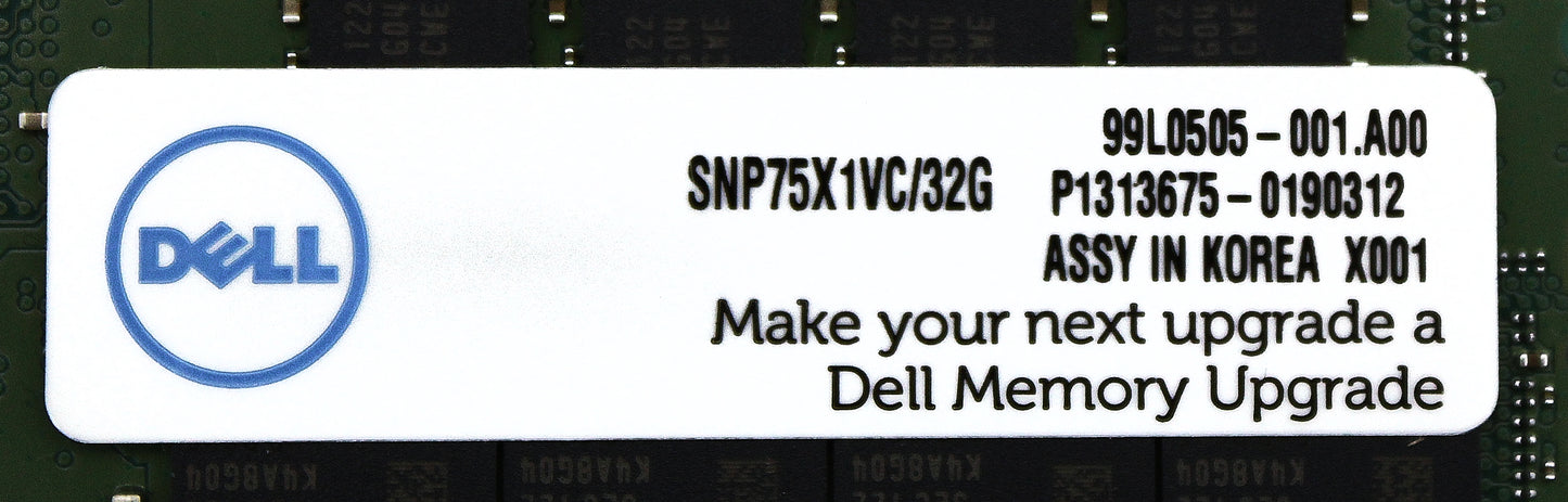 Dell SNP75X1VC/32G 32GB PC4-25600AA DDR4-3200 2RX4 ECC, Used