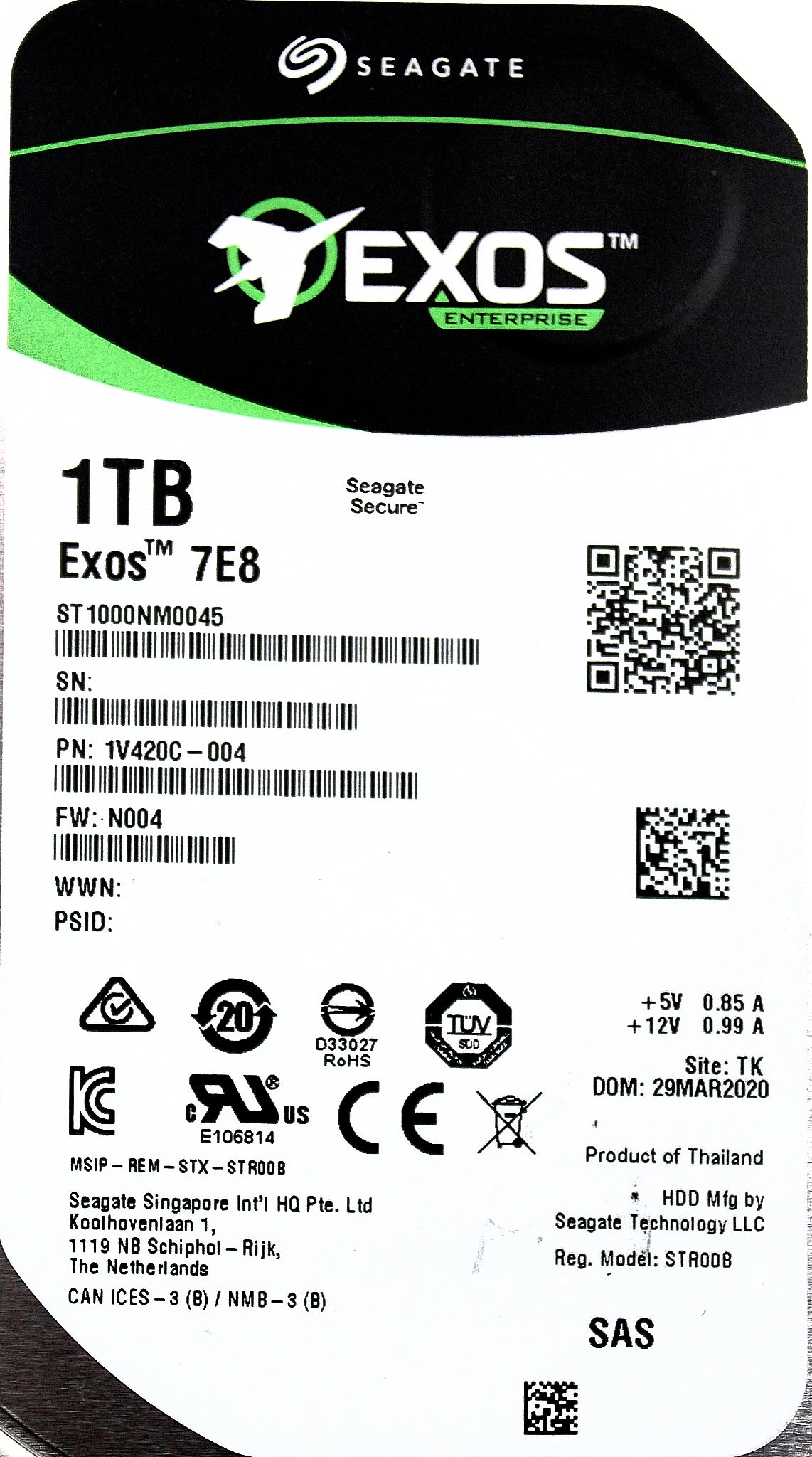 Dell ST1000NM0045 1TB 7.2K SAS 3.5 12G ST1000NM0045 / 1V420C-150, Used