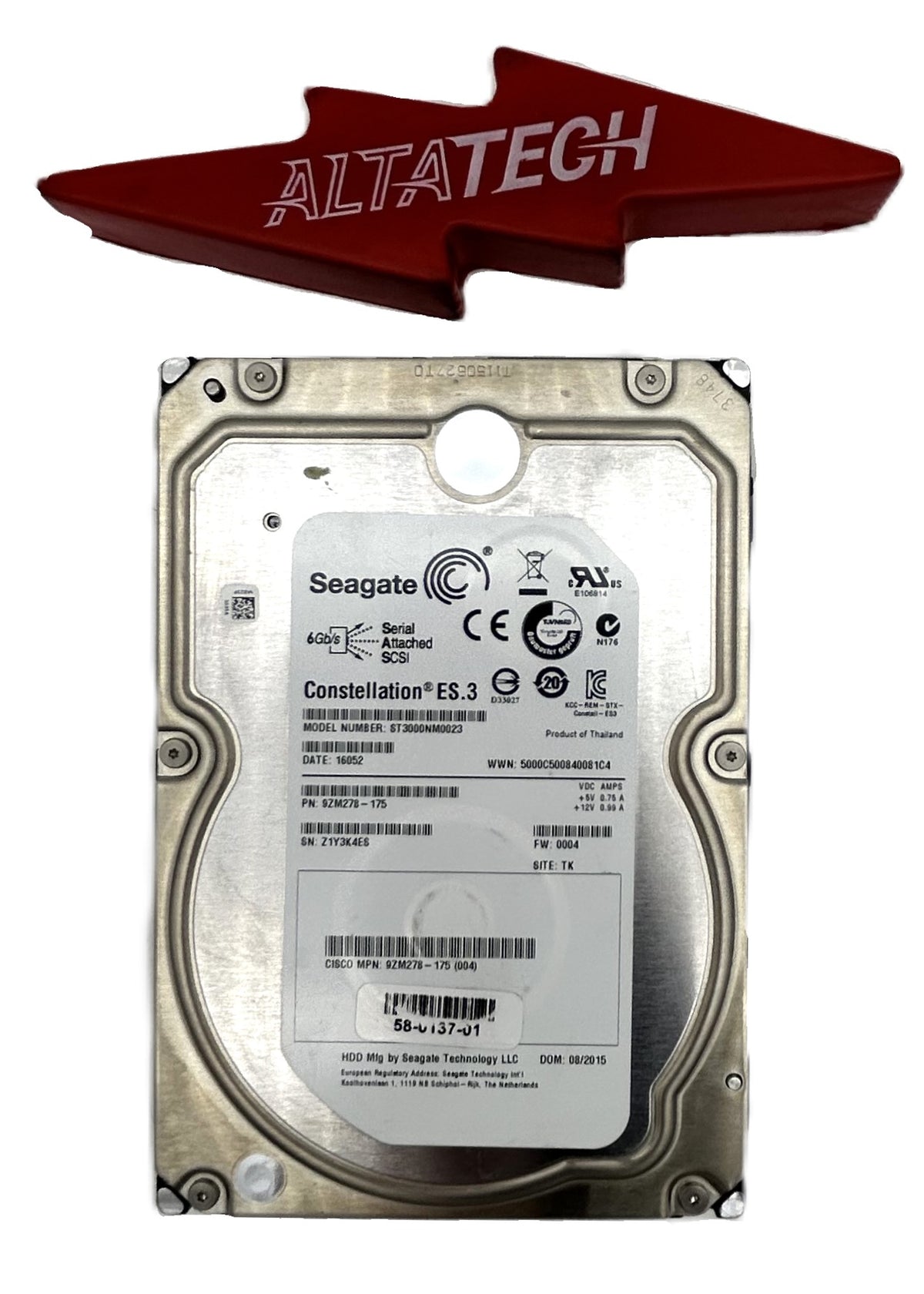 Dell ST3000NM0023 3TB 7.2K SAS 3.5 6G EP ST3000NM0023 / 9ZM278-150, Used