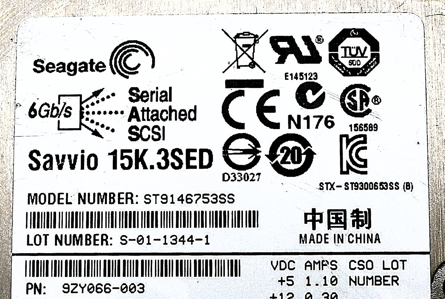 Dell ST9146752SS 146GB 15K SAS 2.5 6G SED SEAGATE, Used
