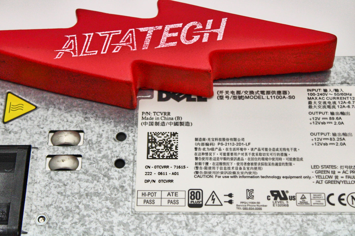 Dell TCVRR PowerEdge Server 1100W Power Supply for PowerEdge R510, R810, R815, R910, T710, Used