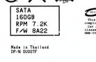 Dell U007F 160GB 7.2K SATA 2.5 3G Fujitsu, Used