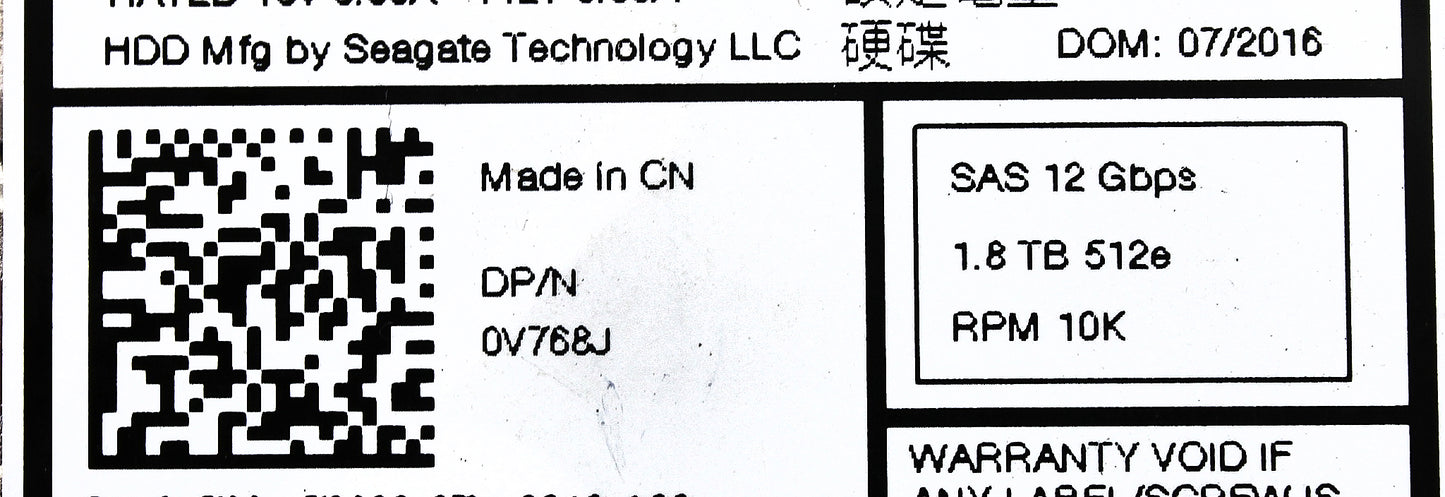 Dell V768J-CML 1.8TB 10K SAS 2.5 12G HDD EP, Used