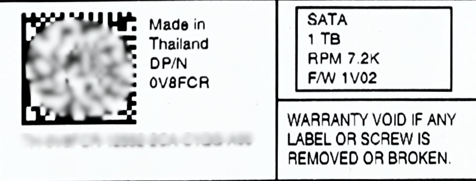 Dell V8FCR 1TB 7.2K SATA 3.5 3G EP, Used