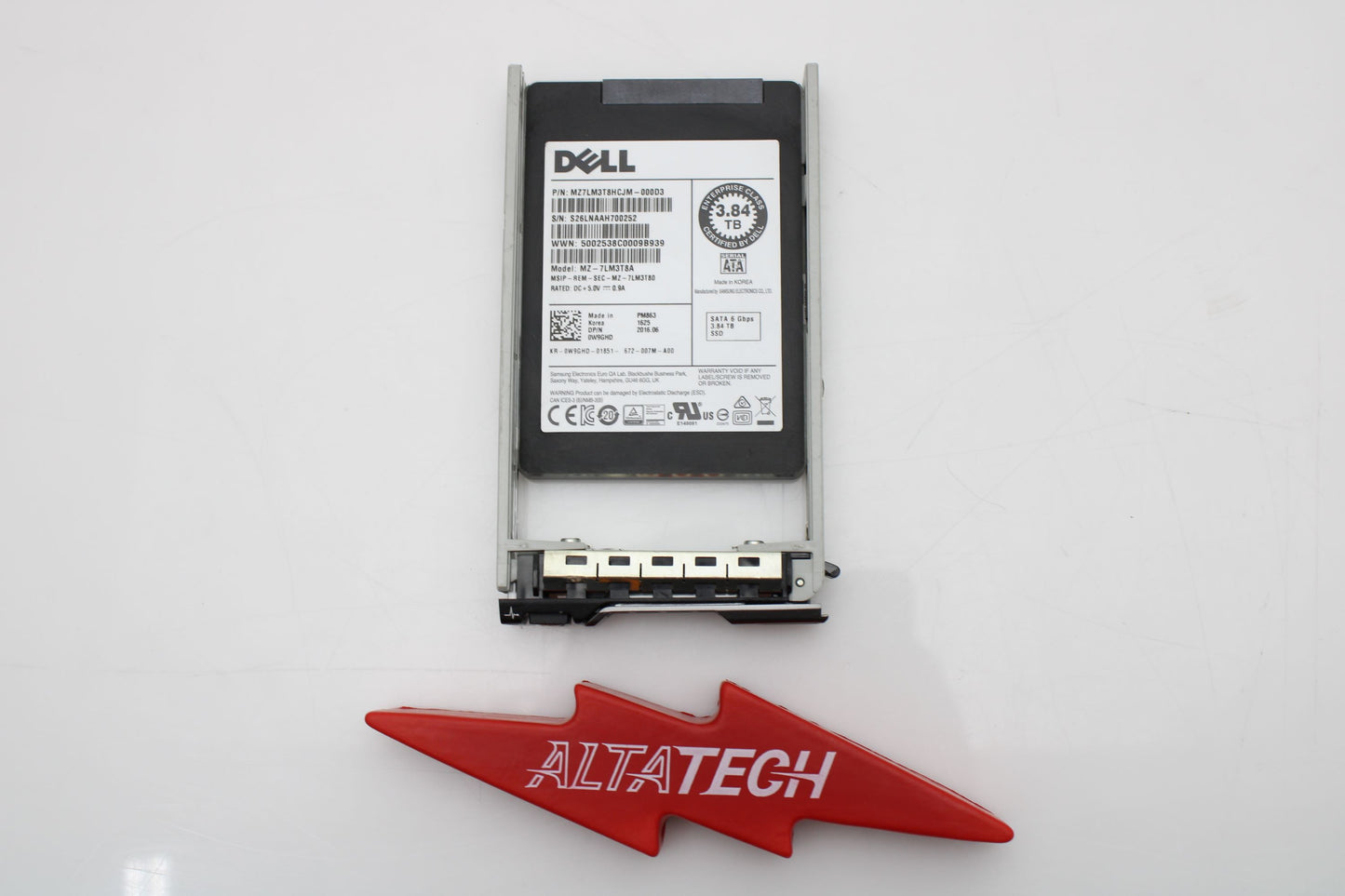 Dell 0W9GHD 3.84tb SSD SATA 2.5 6g ri pm863, Used