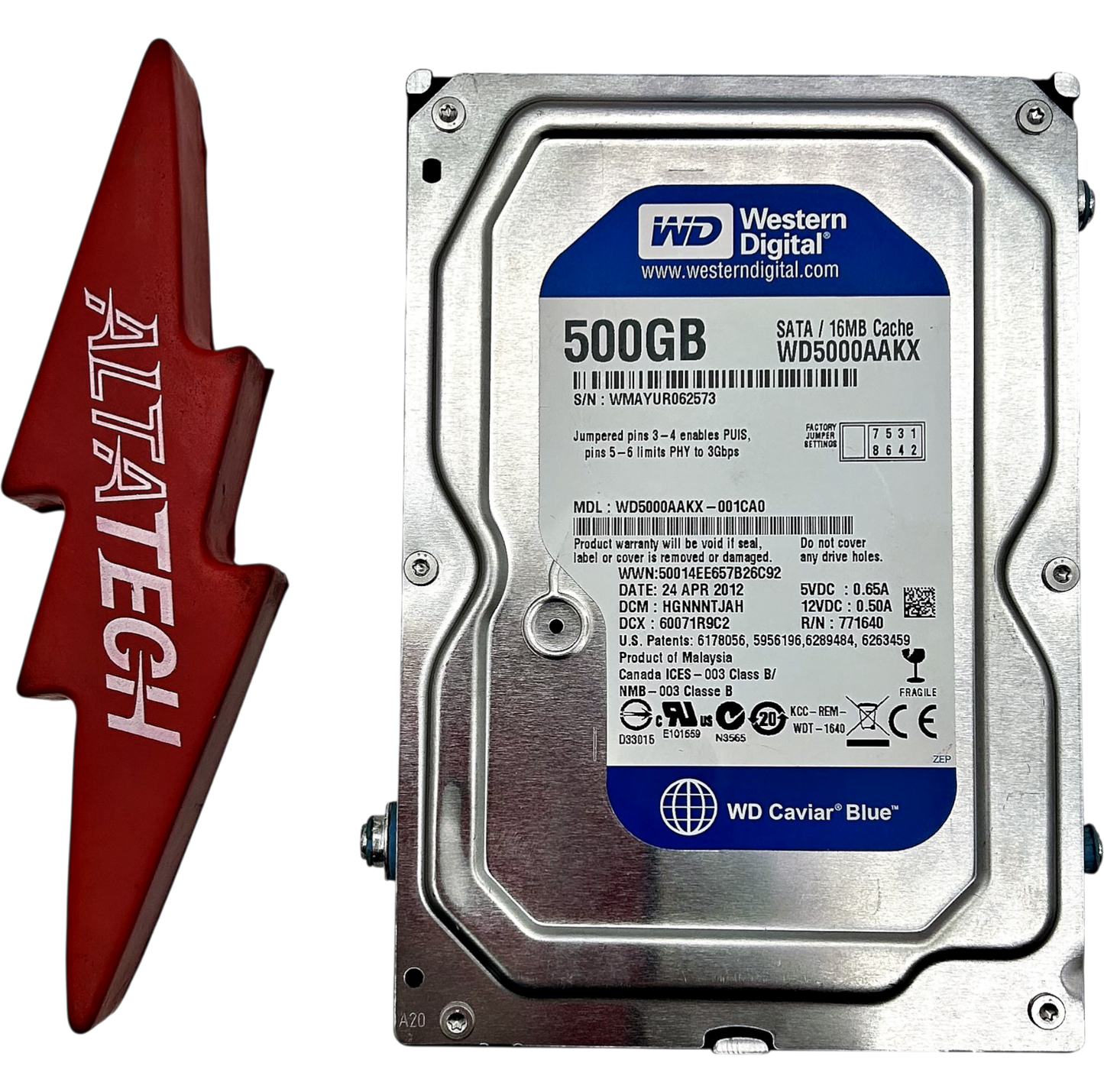 Dell WD5000AAKX 500GB 7.2K SATA 3.5 6G 512E WD HDD, Used