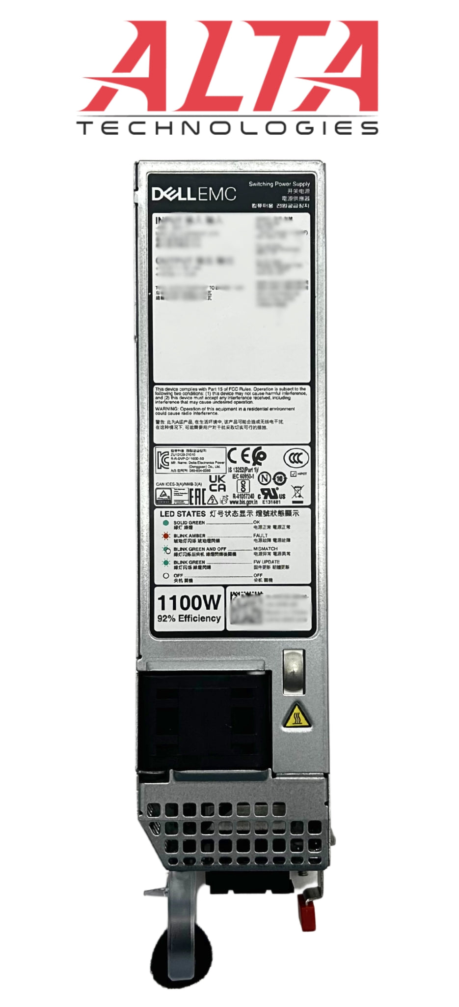 Dell WPJC6 1100W POWER SUPPLY DC T550/R750, Used