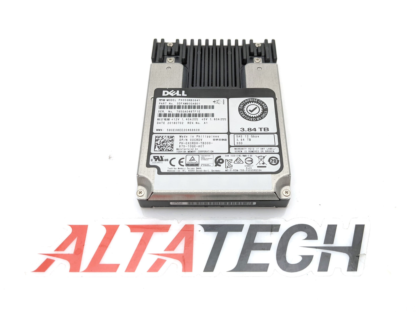 Dell 0XCRDV 3.84TB SSD SAS 2.5 12G RI, Used