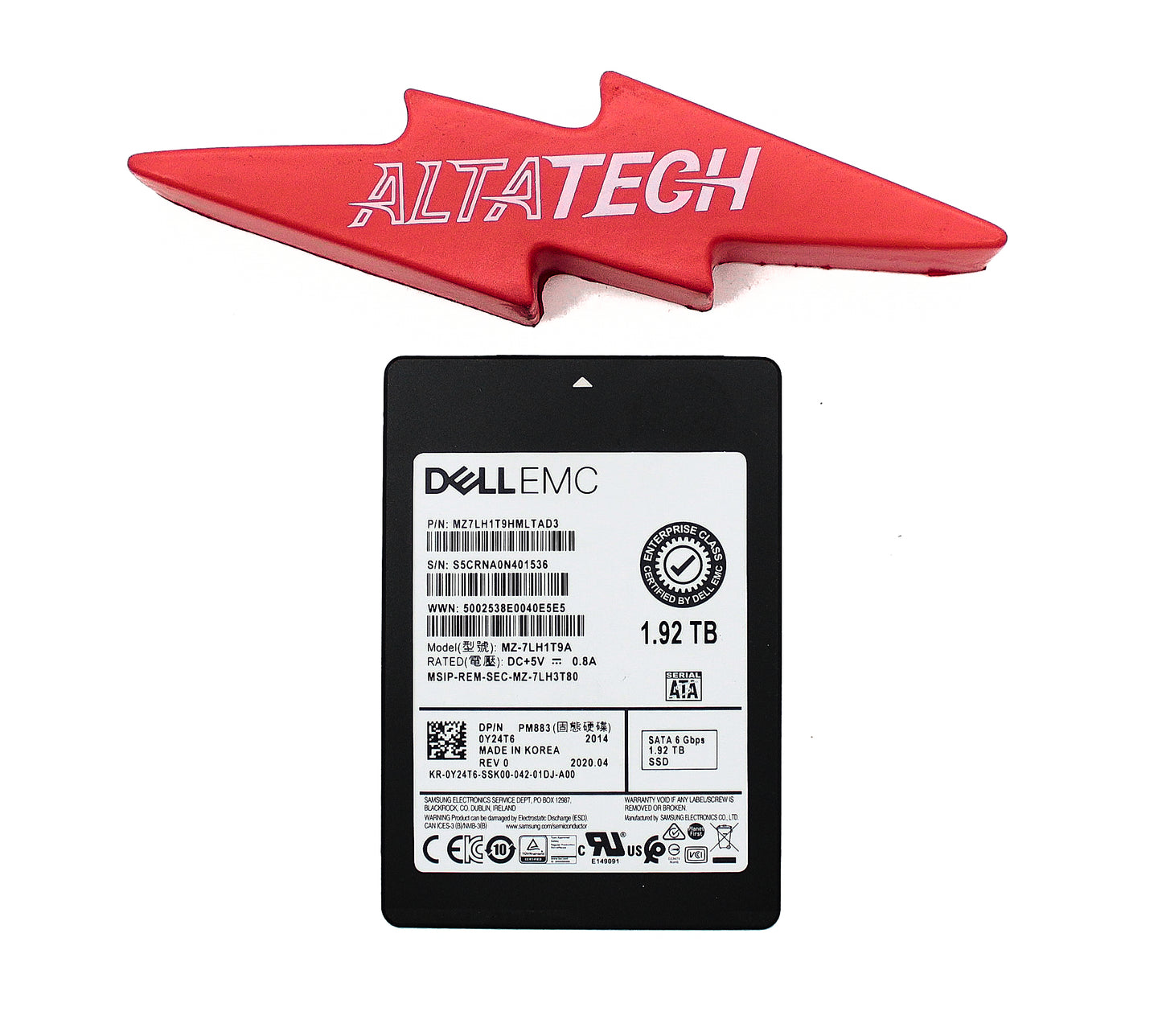 Dell Y24T6 1.92TB SSD SATA 2.5 6G RI PM883 MZ7LH1T9HMLT0D3 / MZ-7LH1T9A, Used