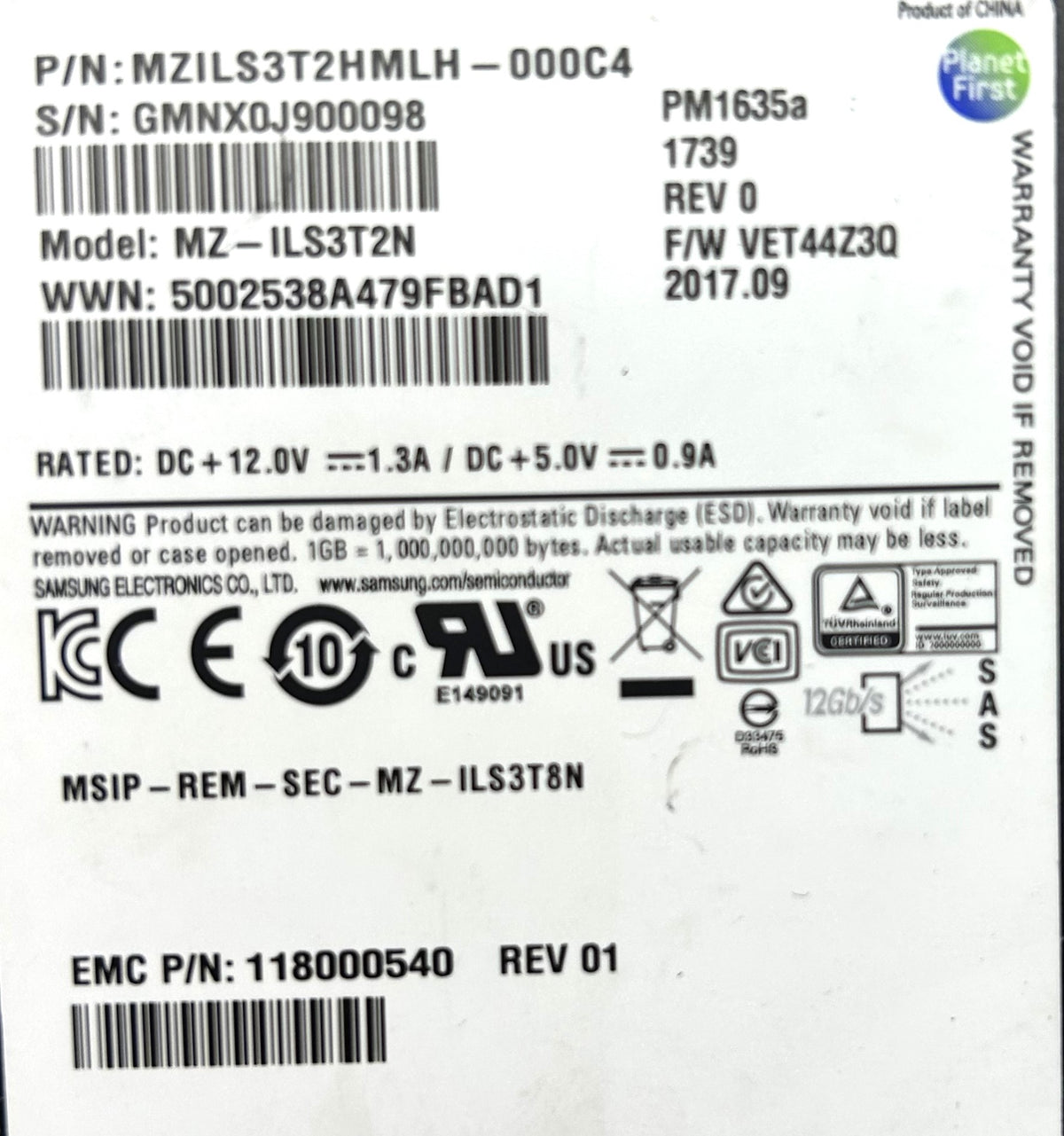 EMC 005052320 3.2TB SSD SAS 2.5 12G H500/H600, Used