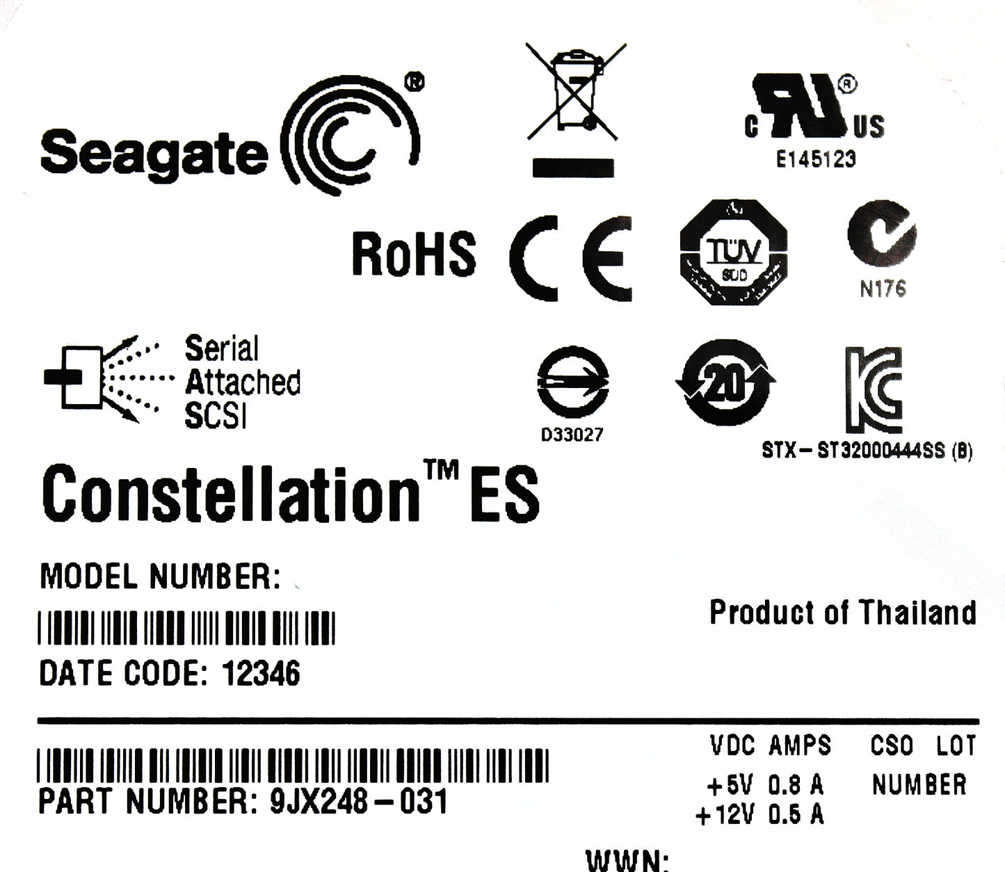 EMC 9JX248-031 2TB 7.2K SAS 3.5 6G *No Tray, Used